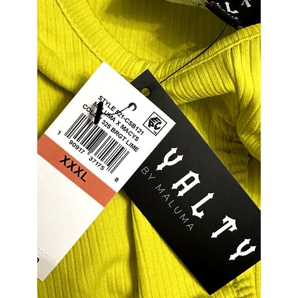 Royalty By Maluma Bodysuit Ribbed Texture Long Sleeves Yellow Women's XXXL NWT - Picture 8 of 10